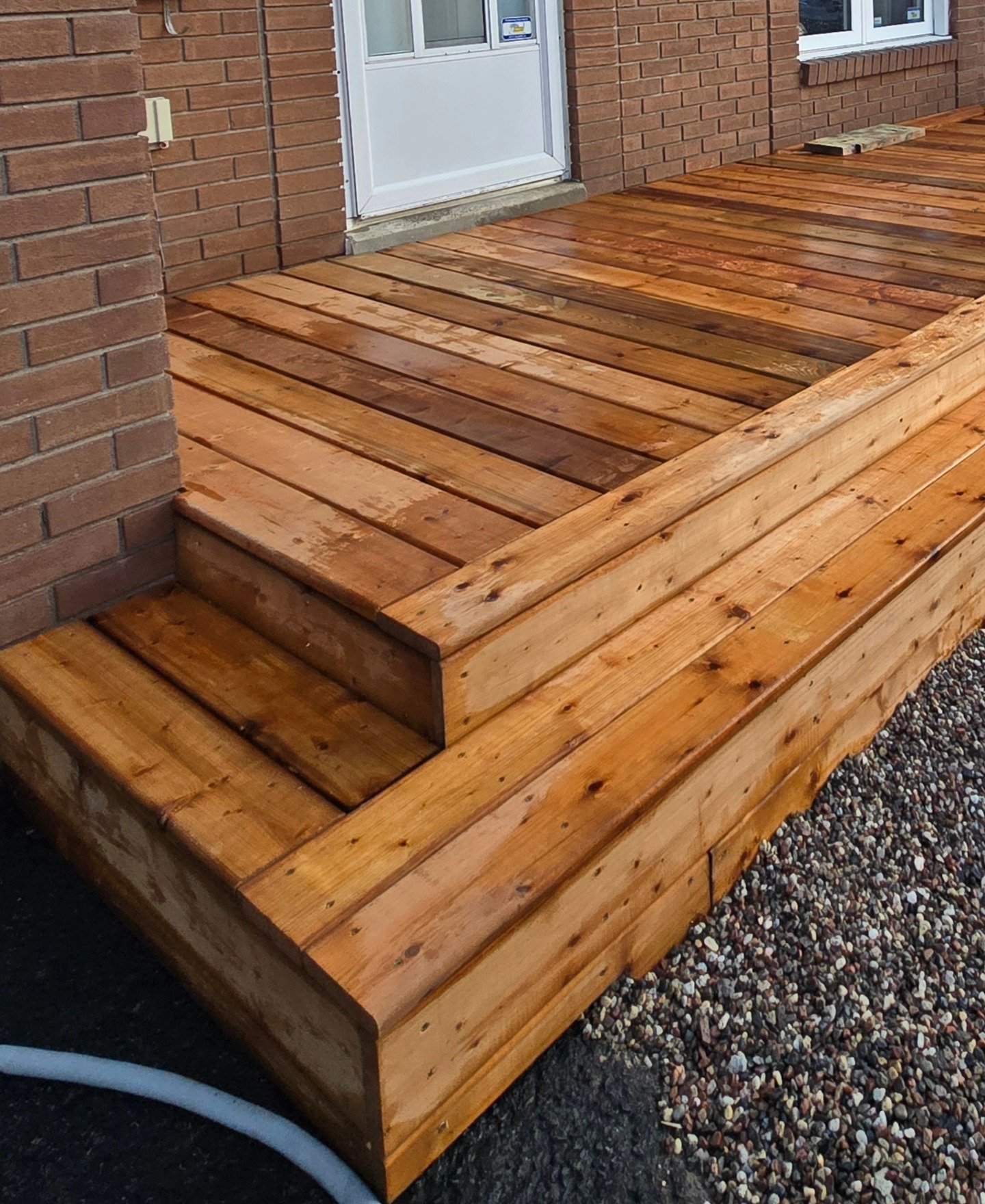 Custom stained wood deck and stairs